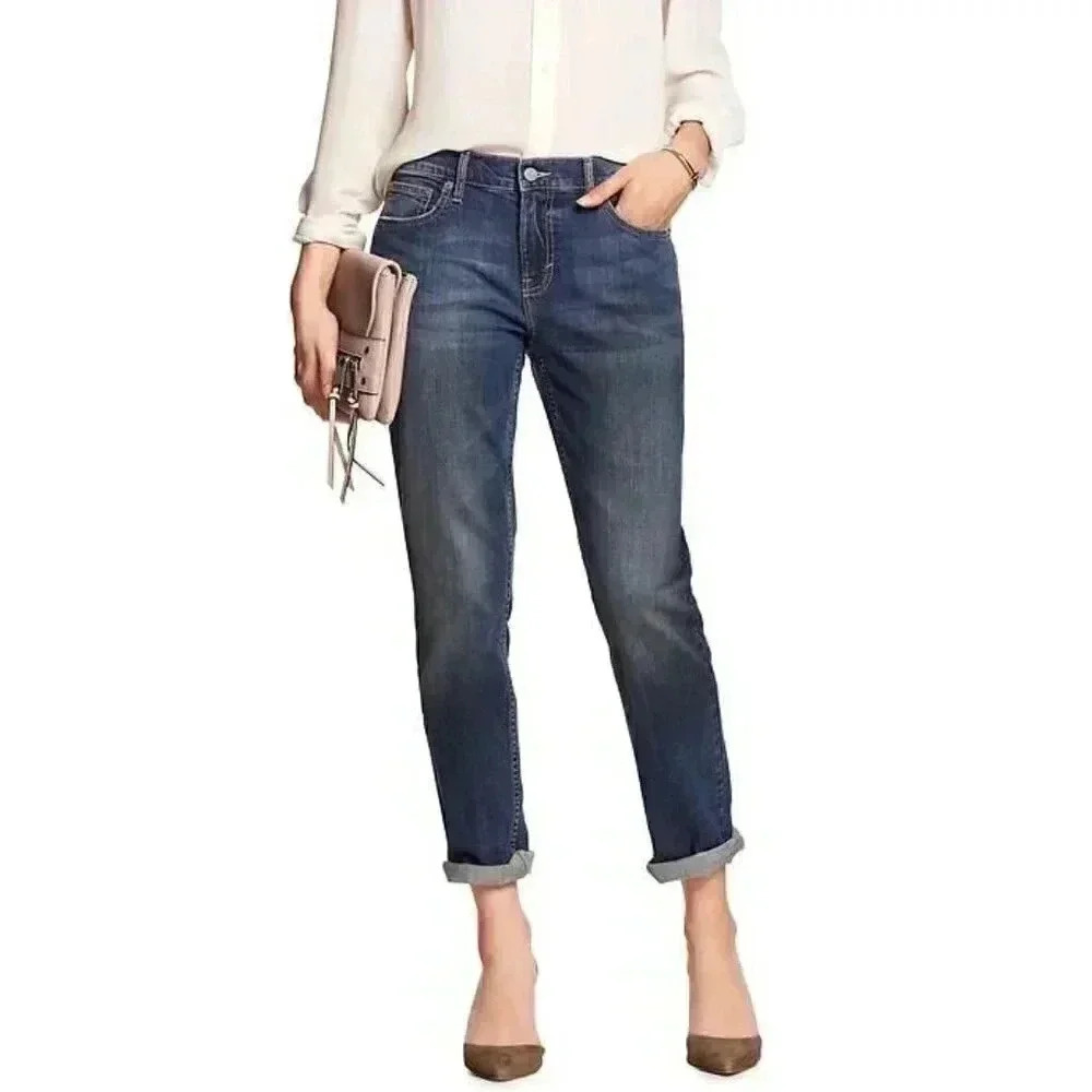 Banana Republic Premium Denim Girlfriend Jeans Stretch Blue Size 26